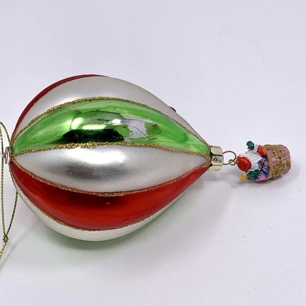 Blown Glass 6" Hot Air Balloon Ornament Rome/Roma Italy Travel w Basket & Santa - Picture 9 of 9